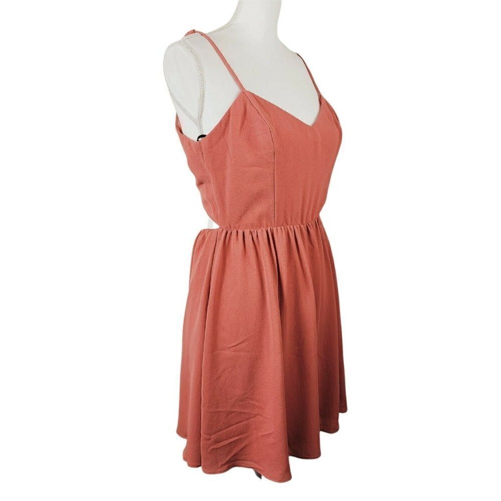 B. Darlin Summer Dress Spaghetti Straps Rusty Coral Tie Back Women's Juniors NWT - Picture 5 of 9